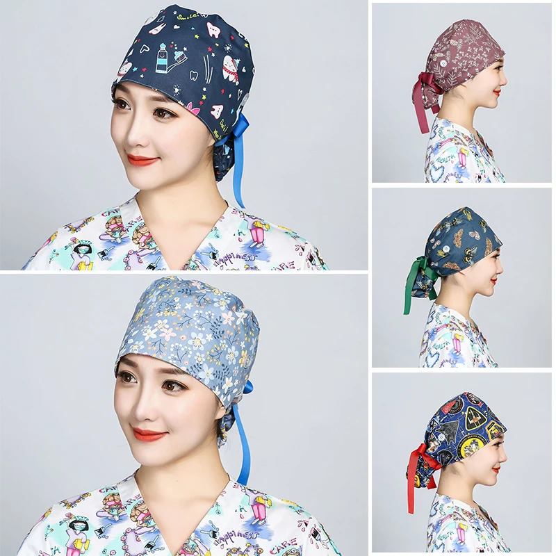 Hair Care Hospital - Gorro quirúrgico estampado de algodón con