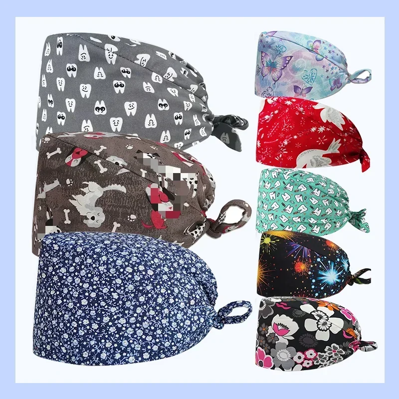 Hair Care Hospital - Gorro quirúrgico estampado de algodón con