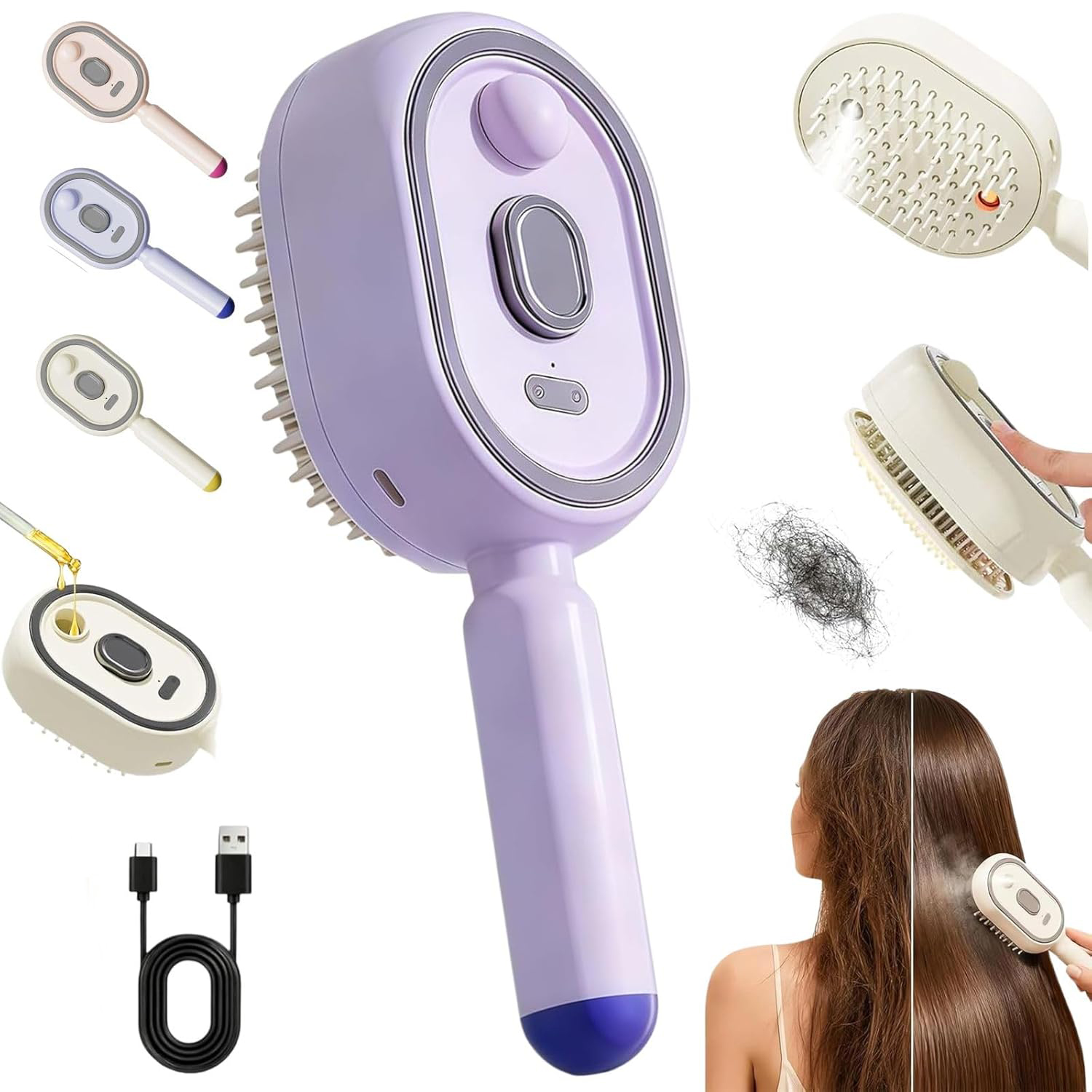 Hair Care Is Self Care - 2/1 piezas Peine de masaje eléctrico